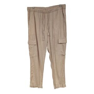 GAP Women Beige Linen Blend Cargo Easy Pants Size Medium
